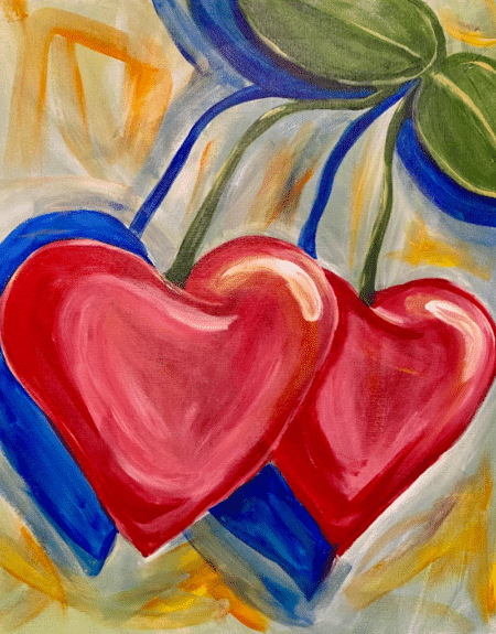 Cherry Heart Throb Paint & Sip