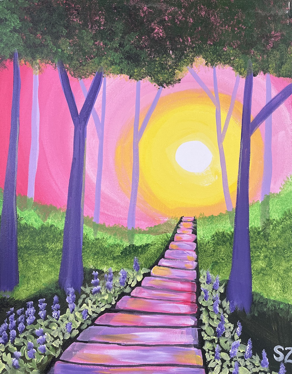 paint and sip Forest path