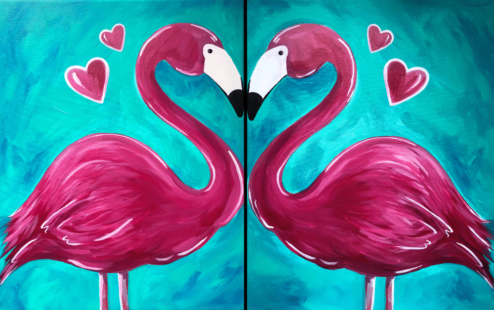 Mass Ave Couple's Painting - Let's Flamingle