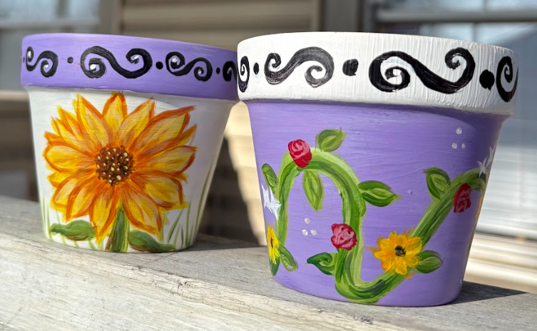Fountain Square Floral Paint - Flower Pots