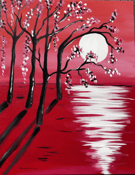 Broad Ripple Sip and Paint - Moonlit Blossoms