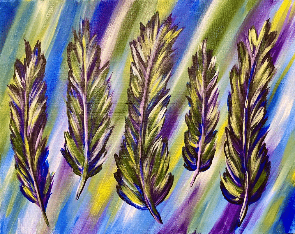 Carmel Canvas and Wine - Glass Feathers