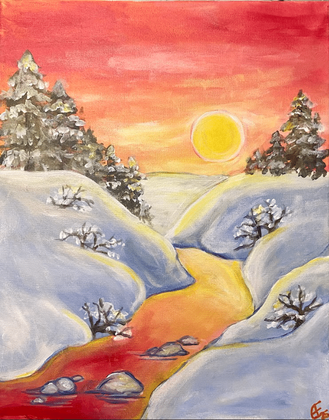 Carmel Sip and Paint - Snowy Sunset