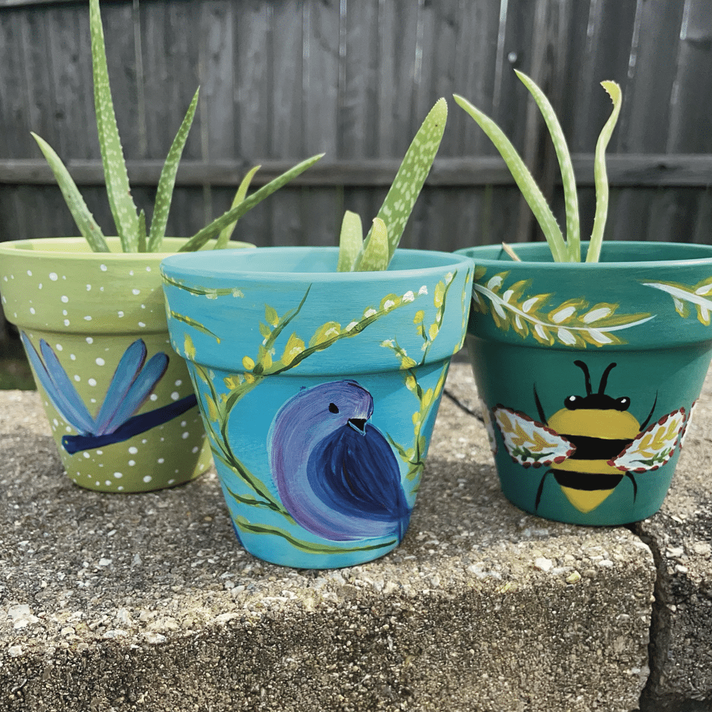 Westfield Paint Party- Garden Trio flower pot painting