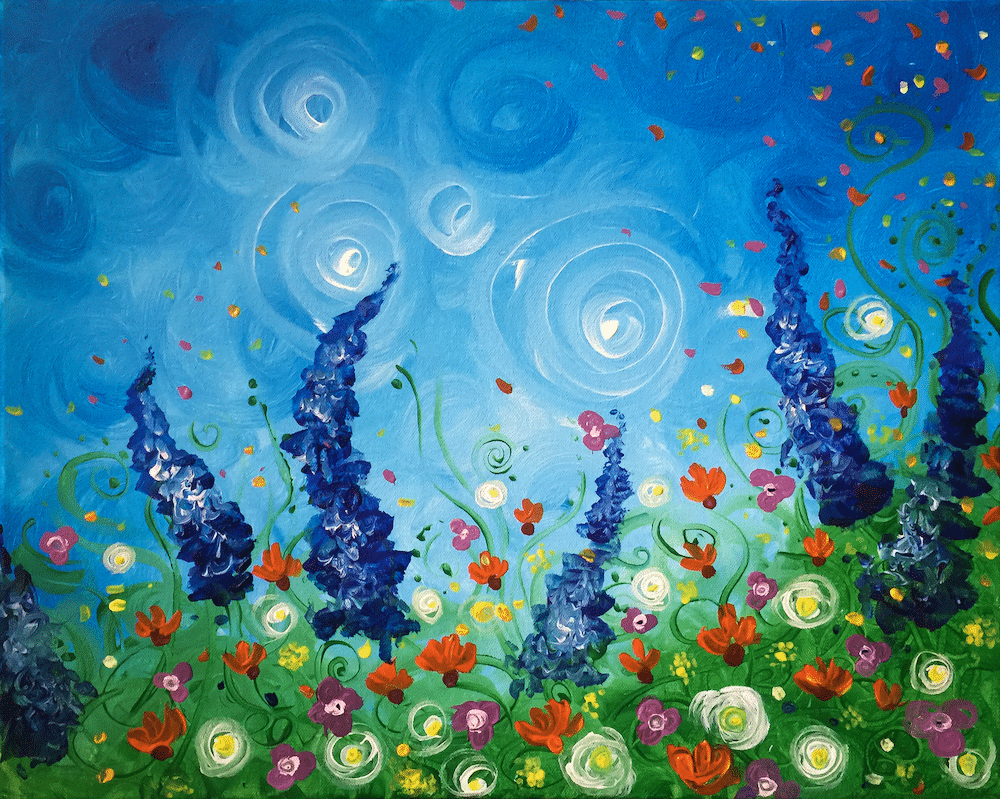 Fountain Square Canvas and Wine - Spring Wildflowers