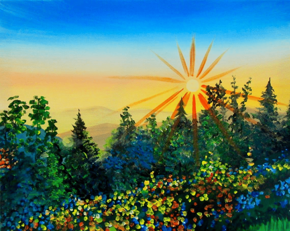 Fountain Square Canvas and Wine - Mountain Flowers