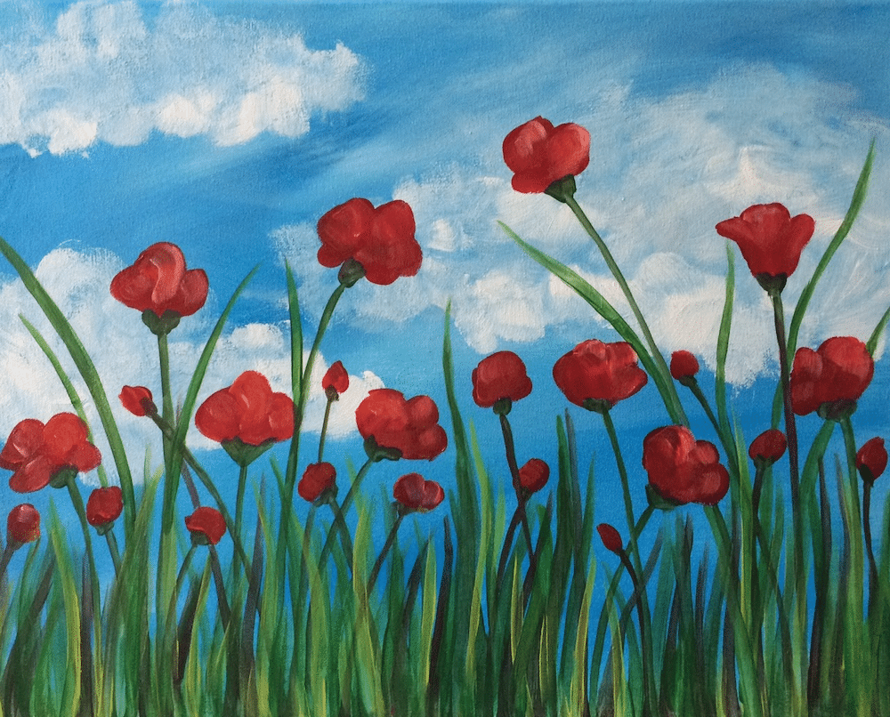Fountain Square Canvas and Wine - Sunshine Poppies