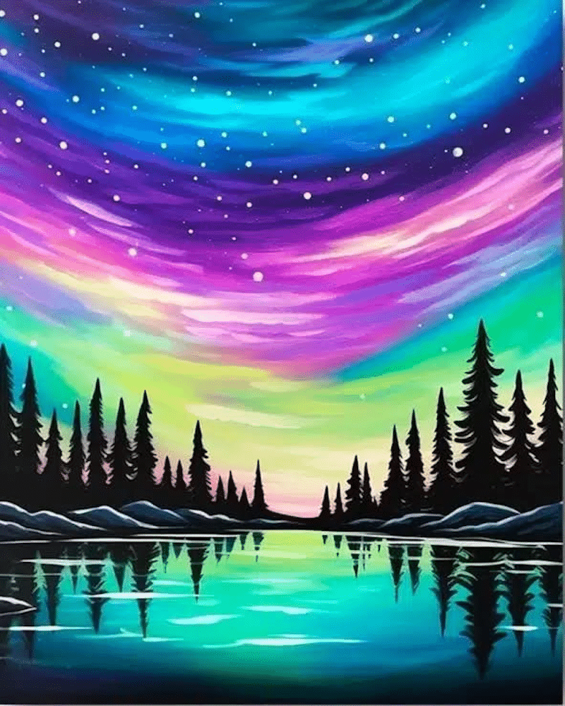 Fountain Square Paint and Sip - Northern Lights