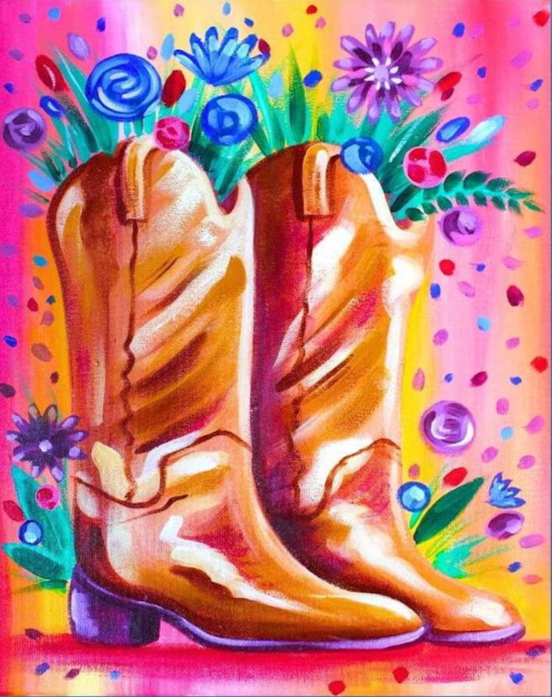 Martinsville Paint and Sip - Cowgirl Boots