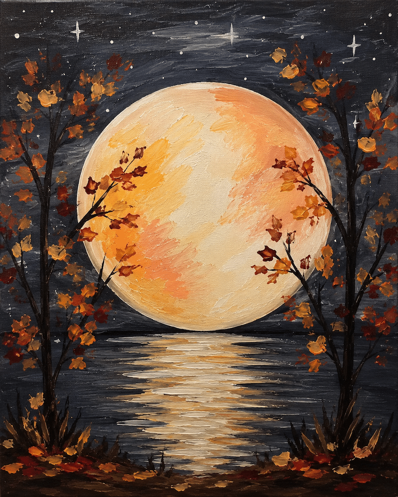 Fountain Square Canvas and Wine - Fall Moon