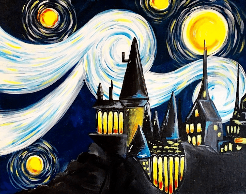 Fountain Square Canvas and Wine - A Magical Starry Night