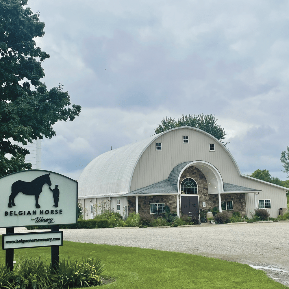 Belgian horse winery entrance