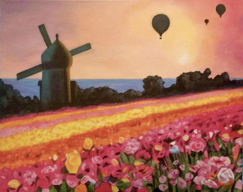 Flower fields Sunset