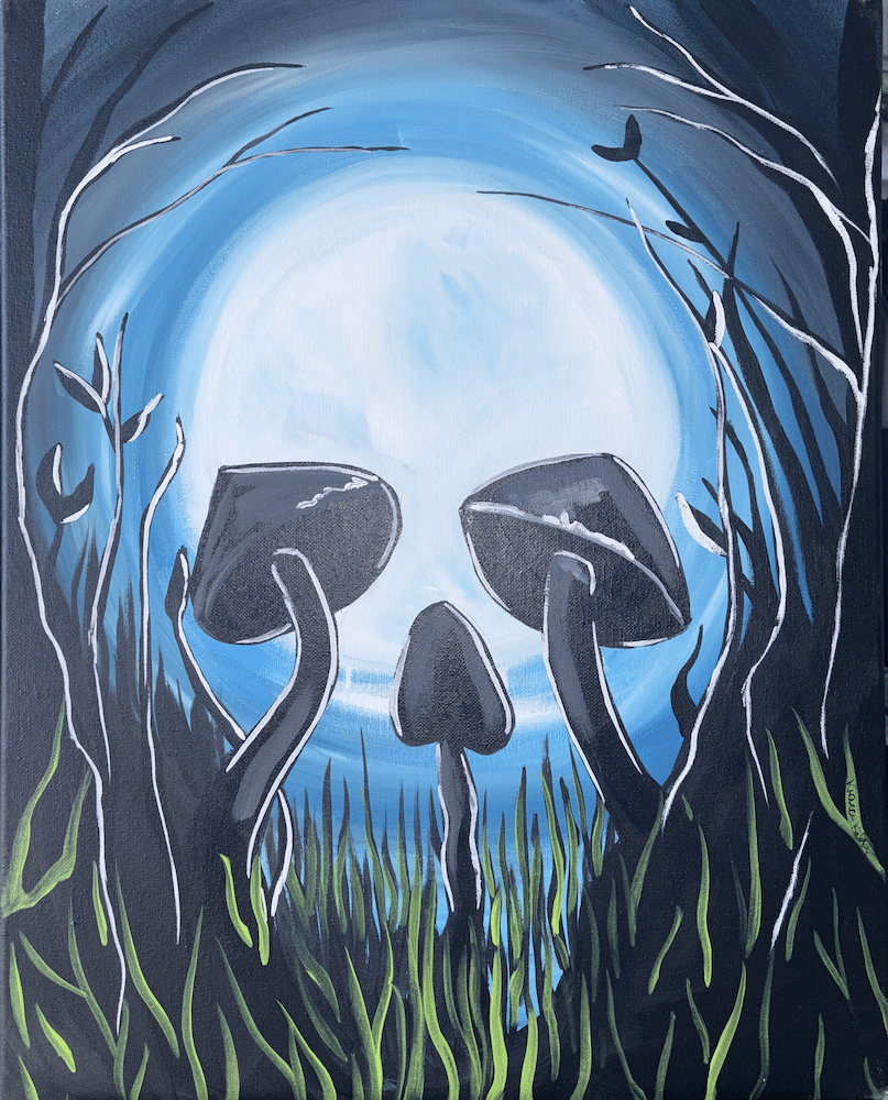 Fountain Square Canvas and Wine - Mushroom Skull