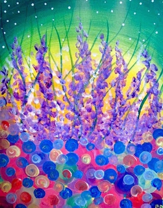 Abstract Flowers Paint and Sip 1/2 off Bottles of Wine Lansing