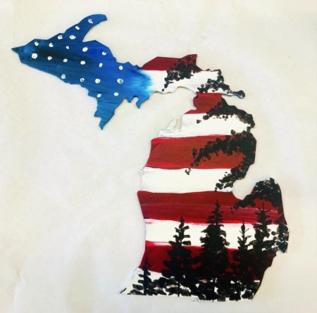 Flag Michigan Wood Cut Out