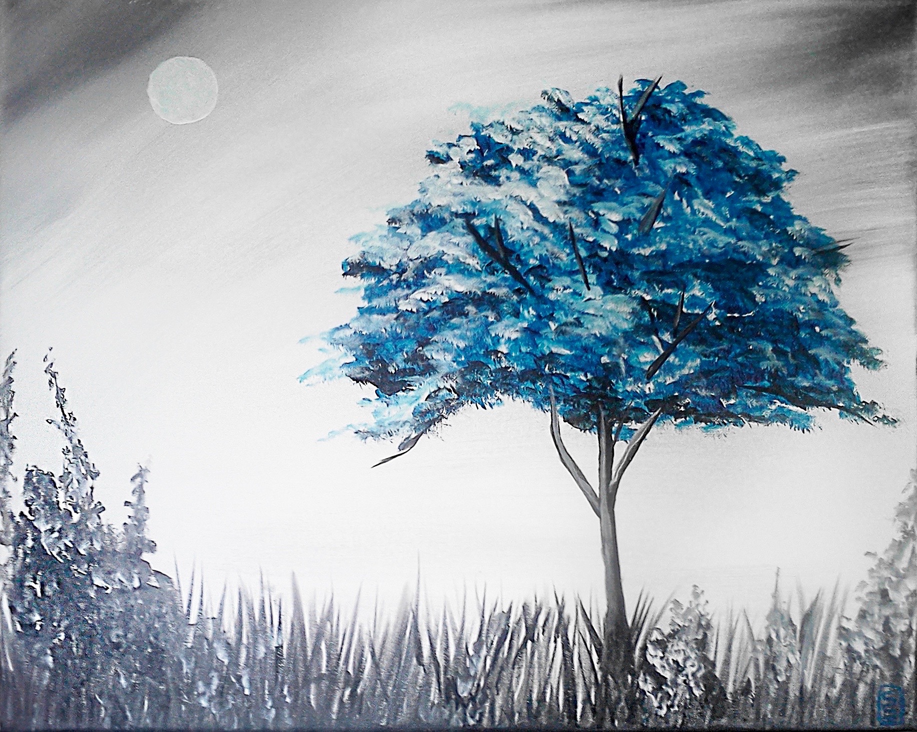 Acrylic Painting on Canvas - The Blue Tree