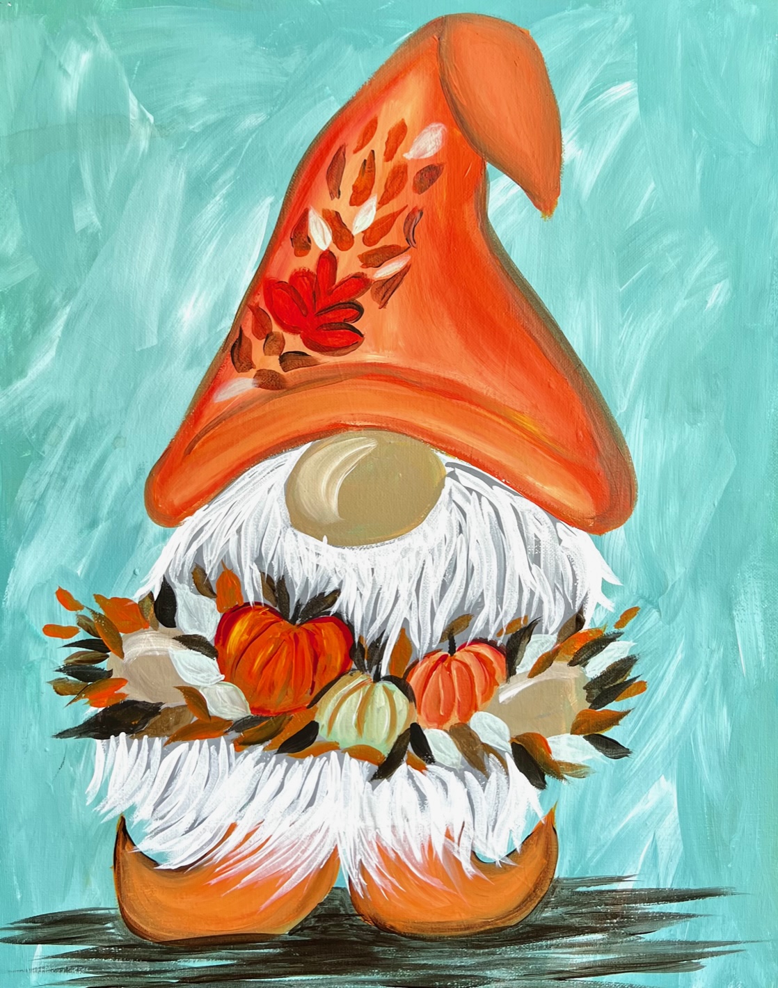 DYI Paint Party Canvas Outline & Painting Video Tutorial Fall Gnome  Printable Sip and Paint 