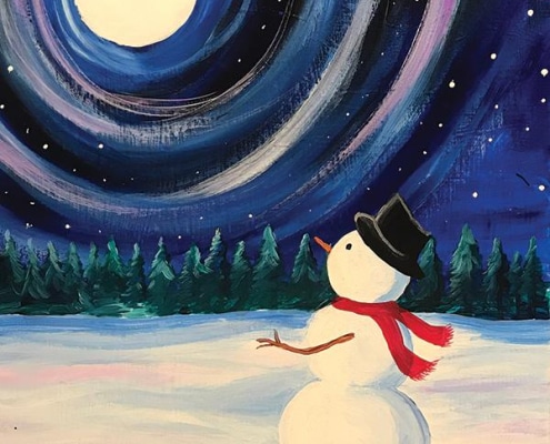 Snowman at Night