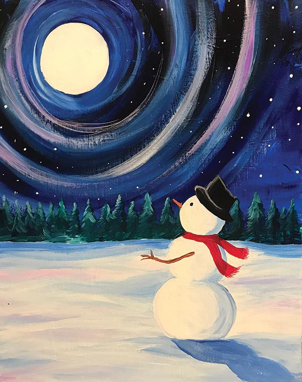 Snowman at Night
