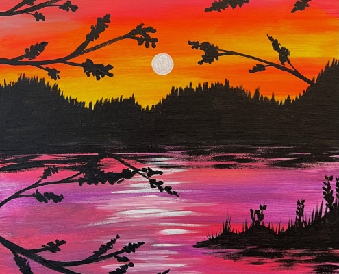 sunset on the lake