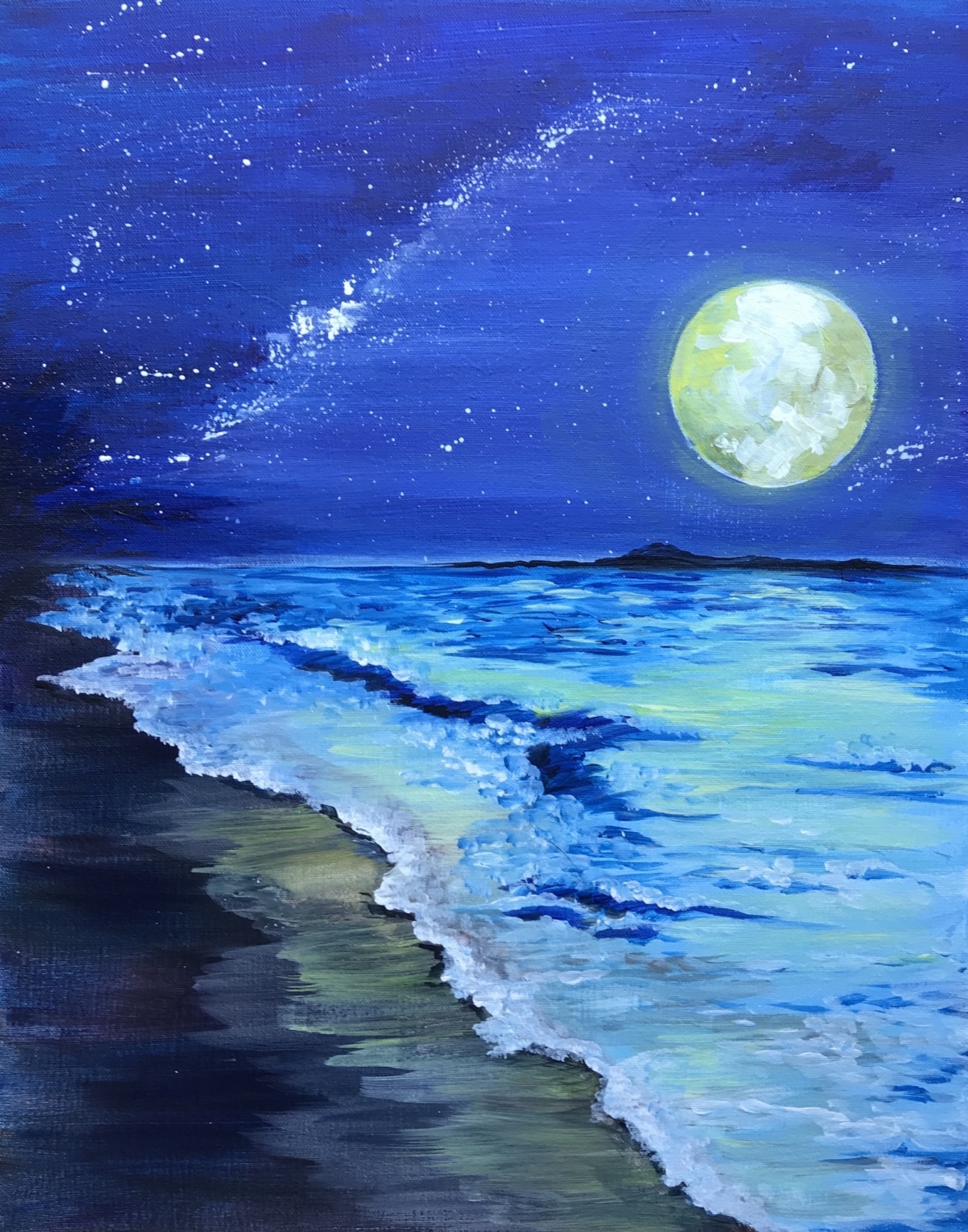 Full Moon in Paradise - Paint and Sip Owosso - Wine and Canvas - Michigan