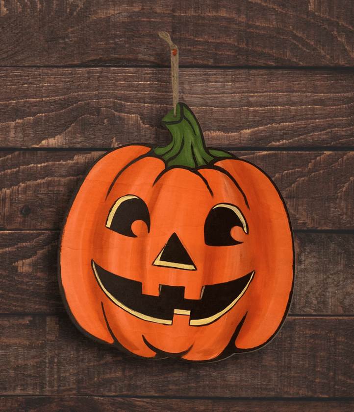 pumpkin retro jack o lantern wood design