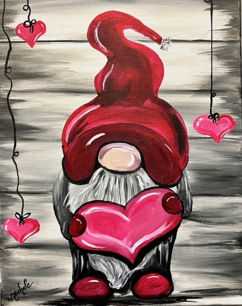 Clermont Paint n Sip - Valentine Gnome