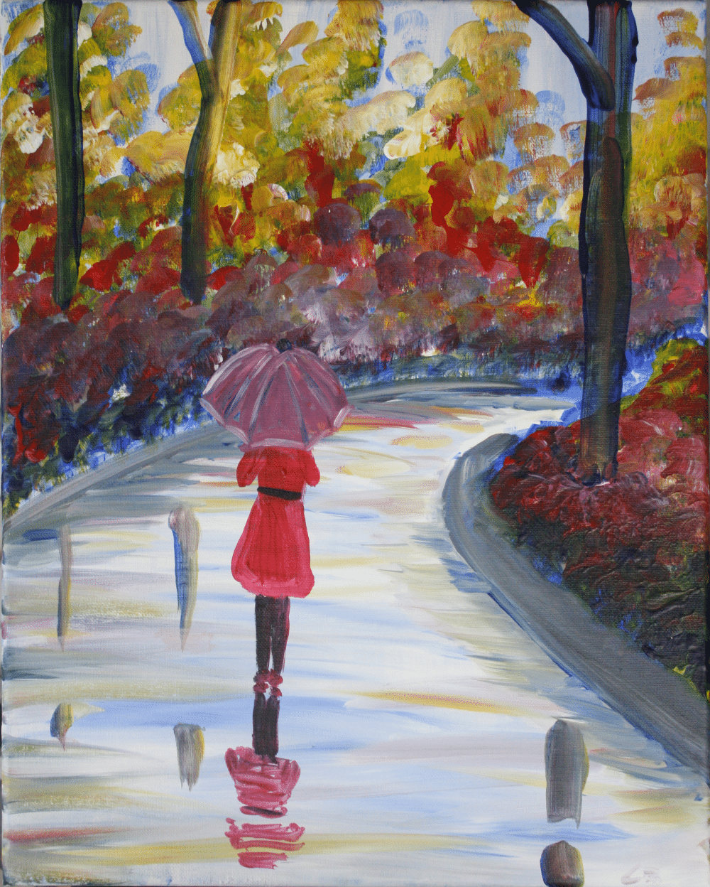 Milk District Paint Party - Lady in the Rain - Paint and Sip - Whippourwill Beer House - Wine and Canvas Orlando - August 2024