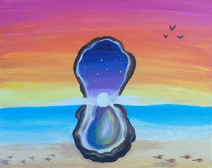 Milk District Summer Paint Night - Oyster Secret - Paint and Sip - Twelve Talons Beerworks - Wine and Canvas Orlando - August 2024