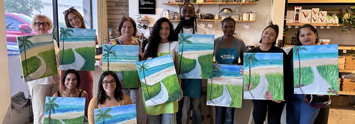 Paint and Sip FUNdraiser for Make-A-Wish Central and Northern Florida - Island Wing Company UCF - Wine and Canvas Greater Orlando