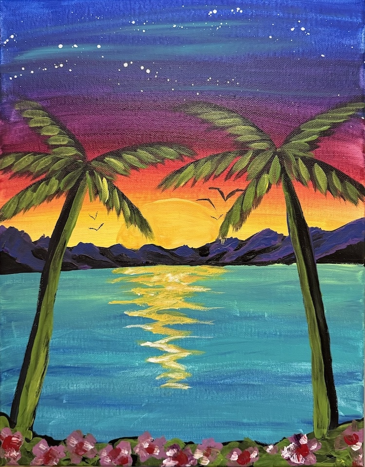 sip and paint Palm paradise