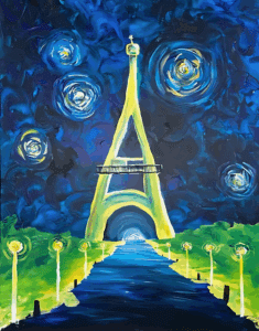 Orlando Paint Night Out : Eiffel Tower Starry Night @ Flippers O-Town 