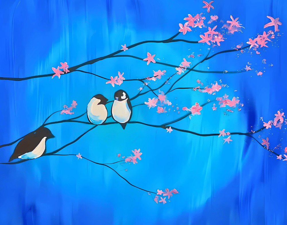 Orlando Wine & Paint: Cherry Blossom Chickadees @ Flippers SeaWorld