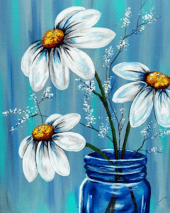 Paint and Sip Mason Jar Daisies