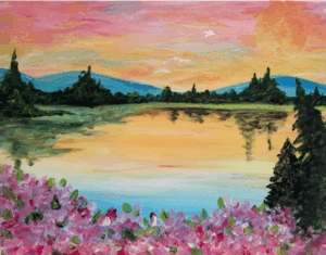 Paint and Sip Moonrise Over The Mountain