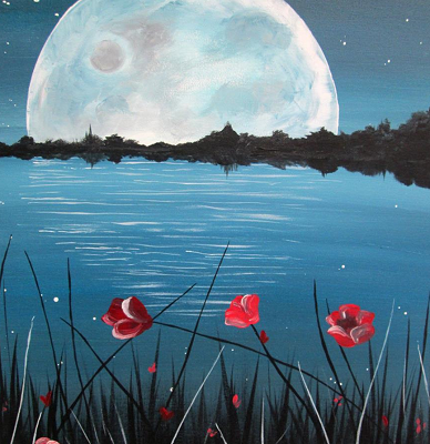 Paint and Sip Poppies at Night