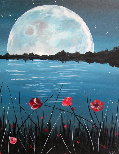 Paint and Sip Poppies at Night