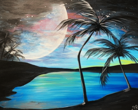 Paint and Sip Palms At Night