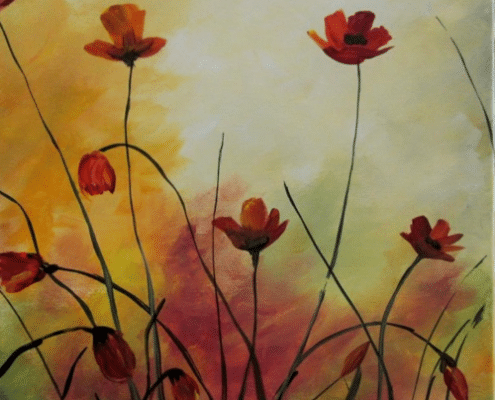 Paint and Sip Red Flowers