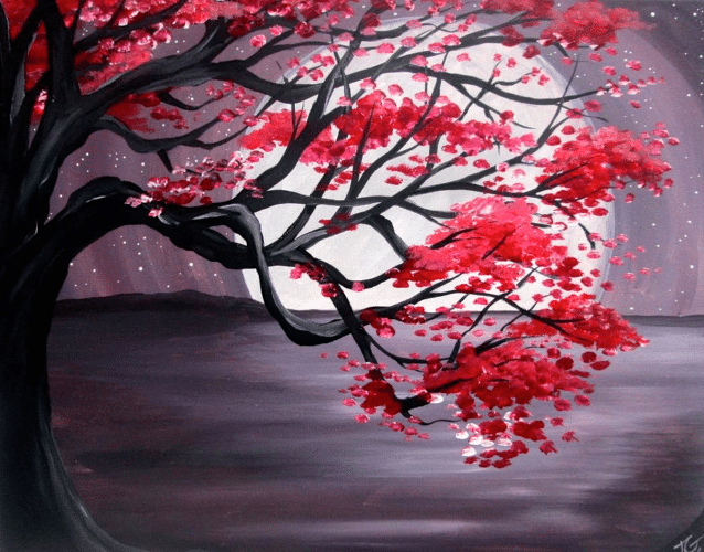 Paint and Sip Twisted Red Tree