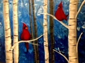 Paint and Sip Winter Cardinals