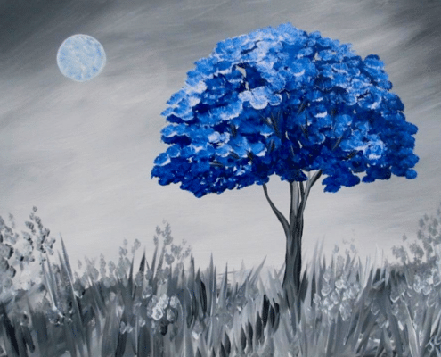 Paint and Sip Blue Tree