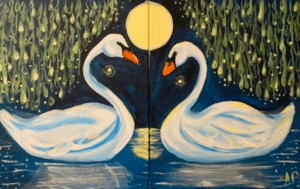 Paint and Sip Swans Meet Date Night