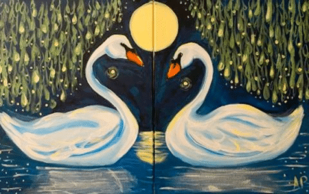 Paint and Sip Swans Meet Date Night