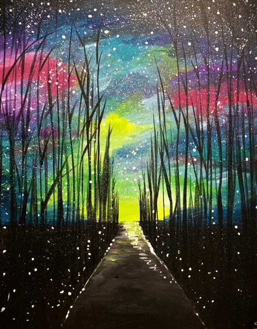 Paint and Sip Vibrant Evening Trail