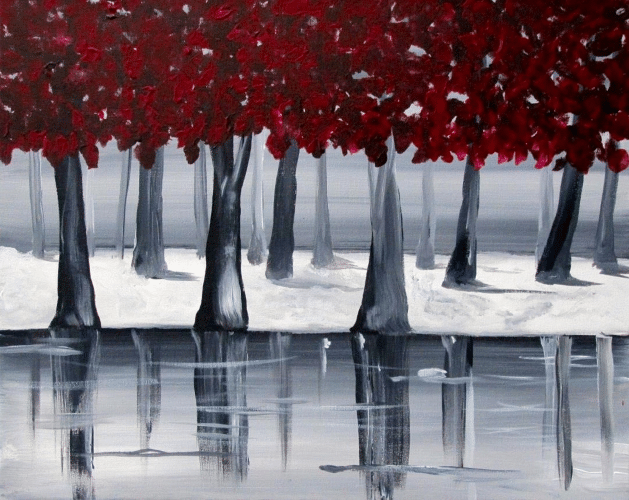 Paint and Sip Red Trees