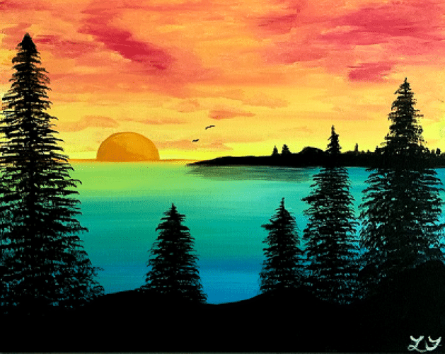 paint and sip sunset over the lake