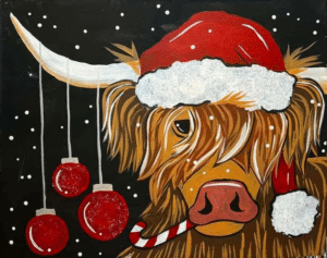 Paint and Sip Highland Christmas Cow