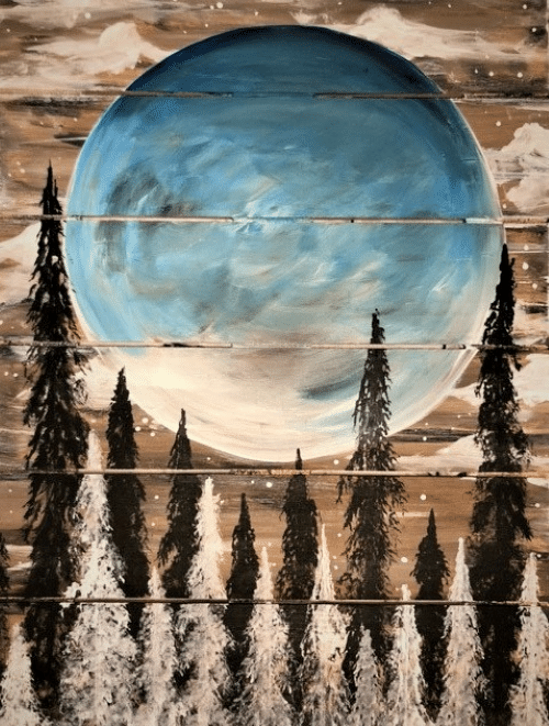 Paint and Sip Snowy Blue Moon